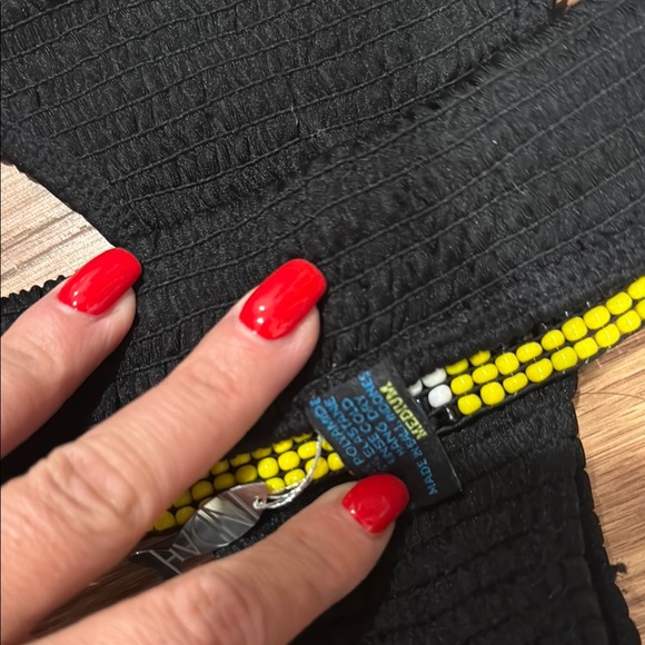 Handcrafted Beaded Black and Yellow Bikini Bottom - Picture 4 of 4